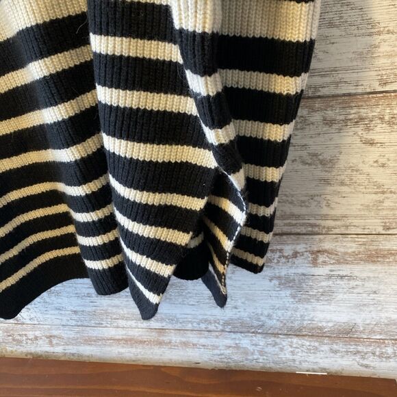 H&M Rib Knit Half Zip Sweater Black And White Striped Size Large - Picture 4 of 5